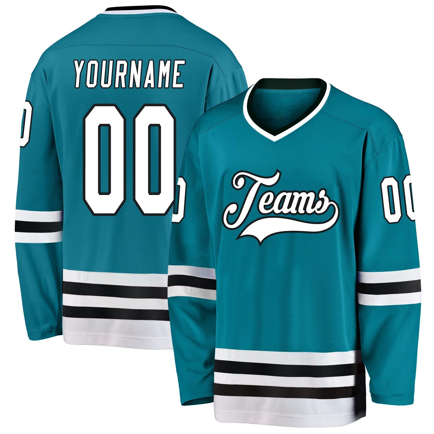 Custom Name Team Name Number White Navy-Gray Hockey Jersey Personalized V-Neck Sports Hockey Jersey for Men Women Youth