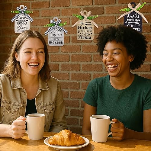 Miniatura 5 de PH PandaHall 4 carteles colgantes de madera para cocina, 3.5 x 5.9 pulgadas, letrero de madera para decoración de pared de cocina, placas colgantes