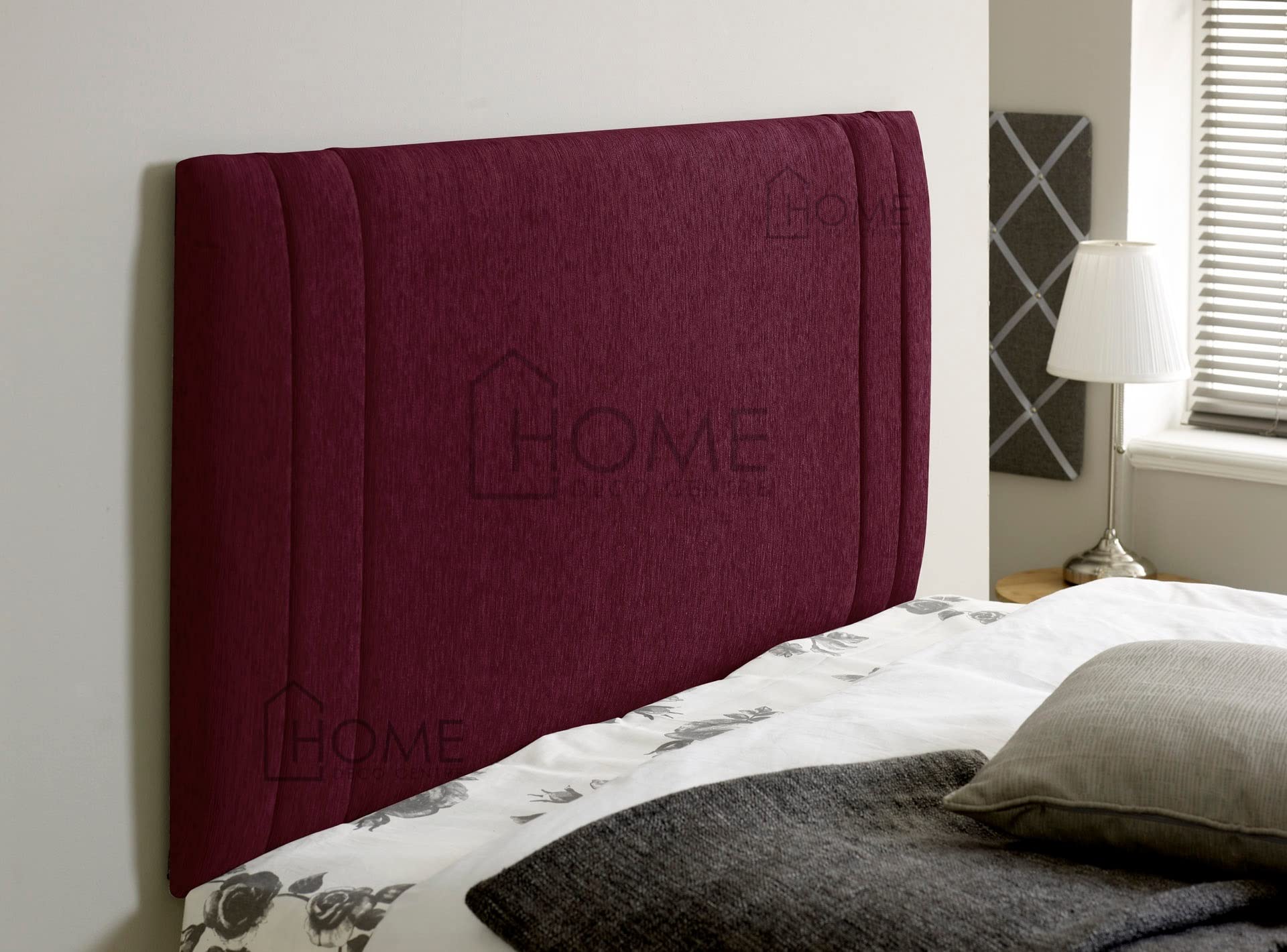 CROWNBEDSUK Denver Chenille Headboard 26 Inches high For a Divan Bed|Chenille|Material|Padded| (Aubergine, 4FT(SMALL DOUBLE))