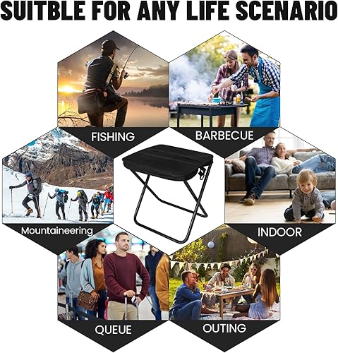 Miniatura 7 de Taburete de campamento, portátil, plegable, para adultos, sillas plegables para pesca, senderismo, senderismo, carga de 300 libras