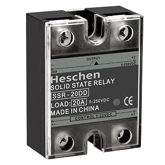 Heschen Single Phase DC/DC SSR, Solid State Relay, Control Voltage 4-32VDC, Load Voltage 24-220VDC, For Industrial Automation, Home Appliances SSR-20DD