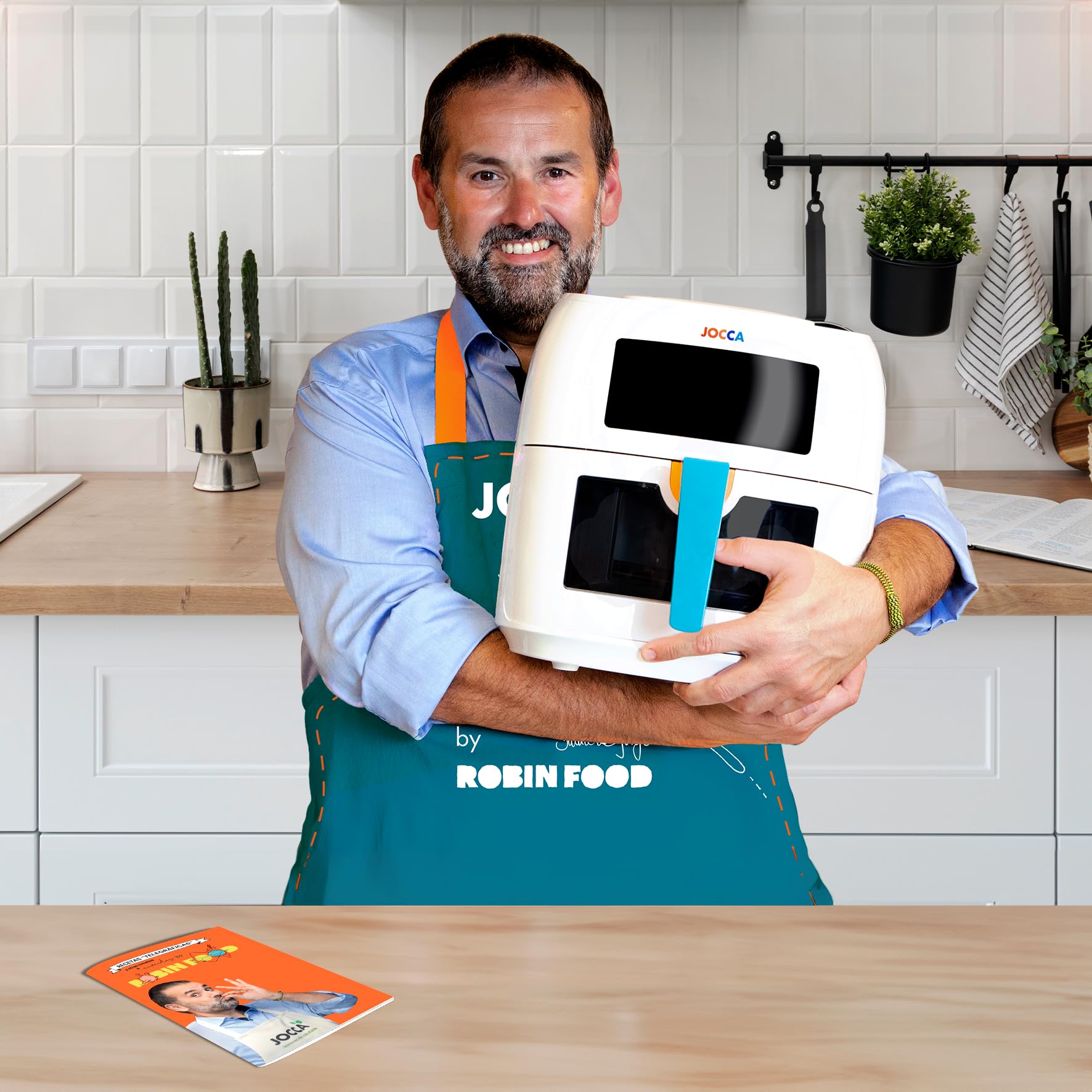 JOCCA - Freidora de Aire Caliente 7,4L con Ventana| Freidora sin Aceite Gran Capacidad| Air Fryer 7,4 Litros| Temporizador| Temperatura Ajustable| Edición Limitada (Blanca)