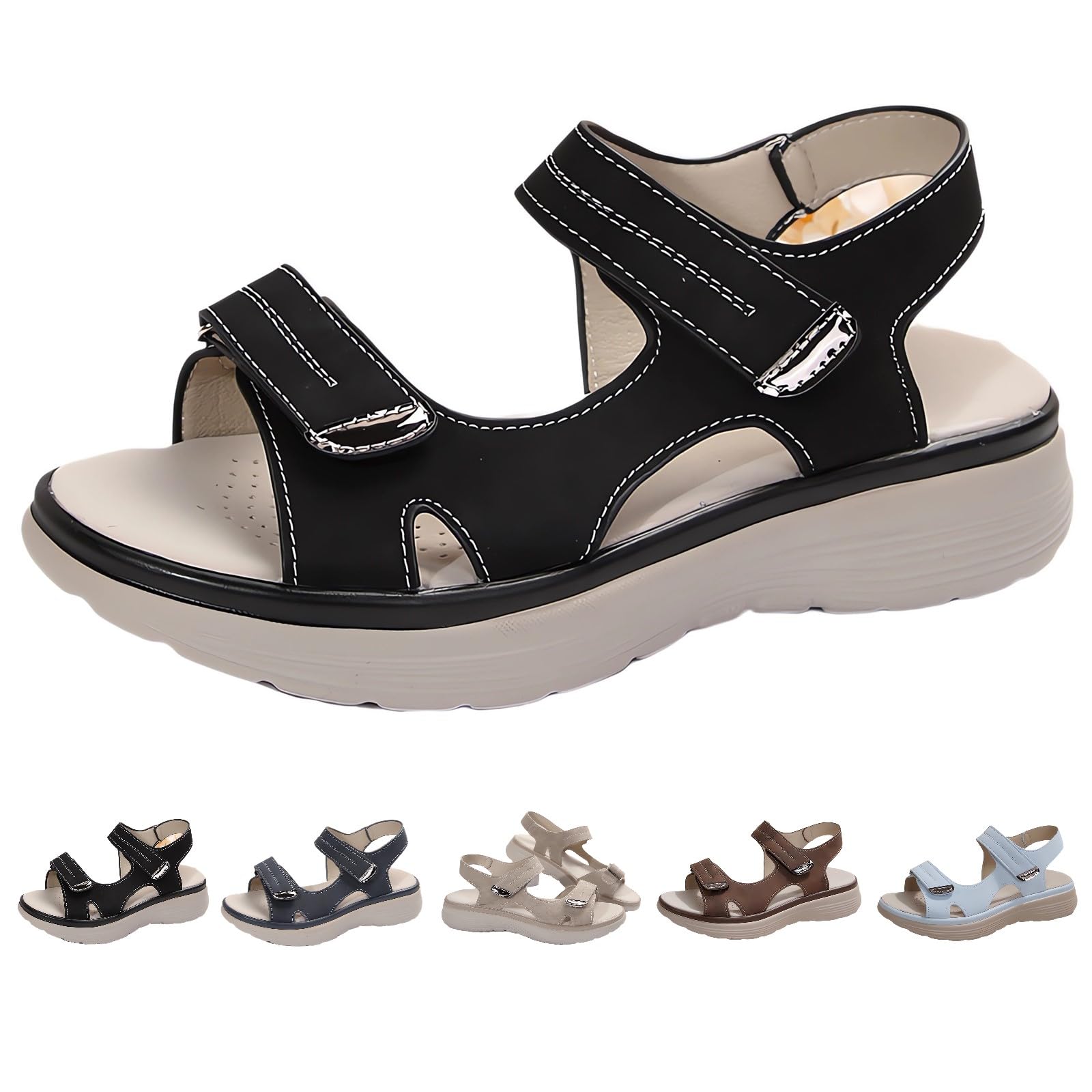 Women's Orthopedic Sport Sandals Shoes with Soft Cushion Foam Comfortable Walking Sandal Arch Support Wide Fit Dress Comfy Orthotic Recovery Athletic