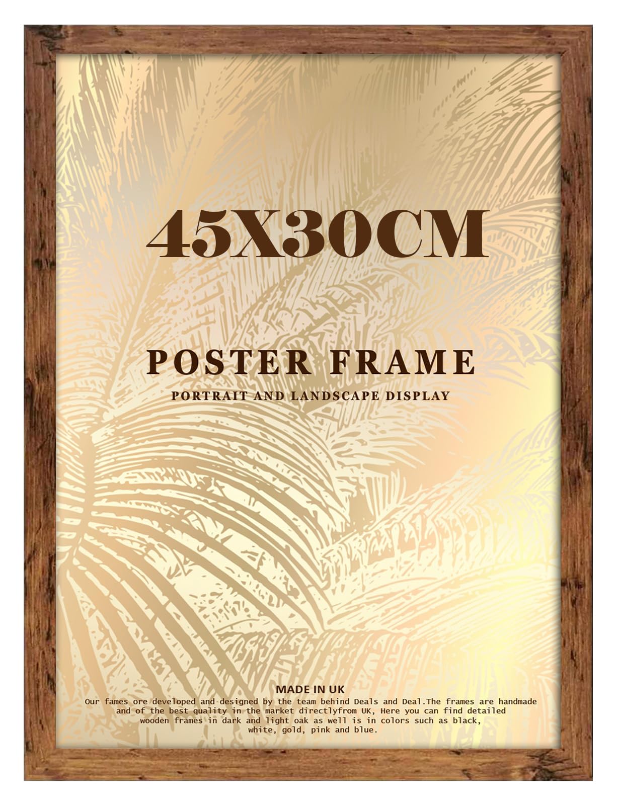 DEALS ON DEAL® Modern Large Poster Frame 30x45cm Mdf Wooden Picture Frames 45cm x 30cm for Jigsaw Puzzles/Shatter-Proof Front Vertical/Horizontal Mounting For Home & Office Décor-Rustic