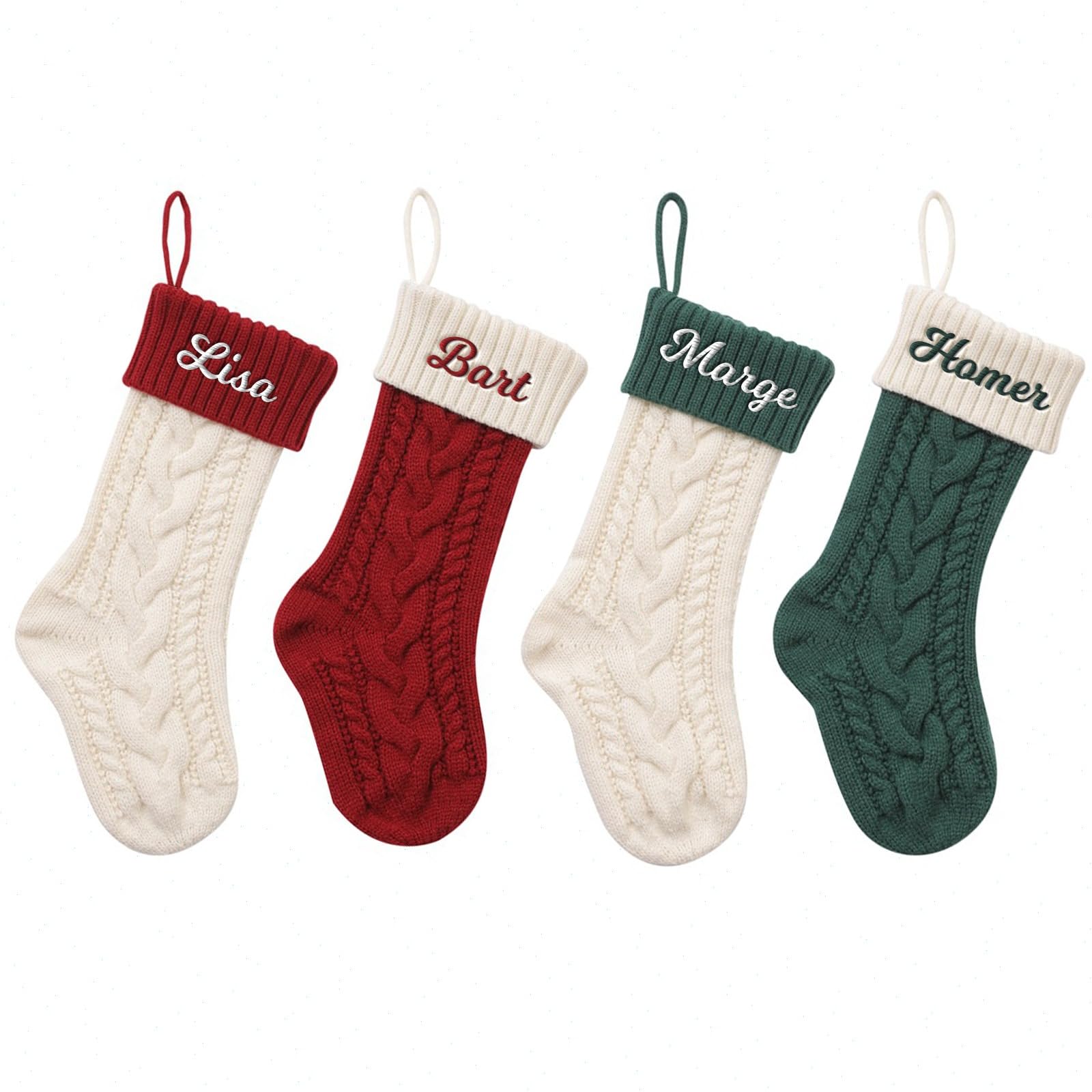 NIBESSER Weihnachtsstrumpf Personalisiert Nikolausstrumpf mit Benutzerdefinierte Namen 18” Großer gestrickter Weihnachtsstrumpf Christmas Stockings für Feiertags, Familienparty, Dekoration