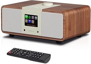 LEMEGA M3i 20W Stereo Internet/DAB/DAB+/FM Digital Radio with Bluetooth,Internet Radio with Spotify Connect,WIFI,Headphones-output,AUX-In,USB MP3,20 Presets,Clock,Alarms,IR remote and app–Walnut