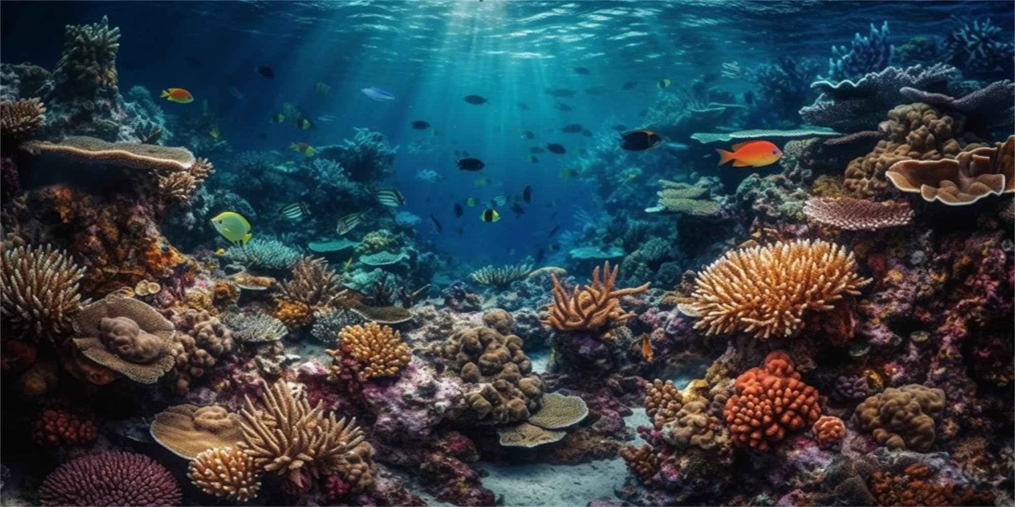 MIRRORANG 120x61cm Undersea Theme Aquarium Background Colorful Coral Tropical Fish Underwater World Fish Tank Background