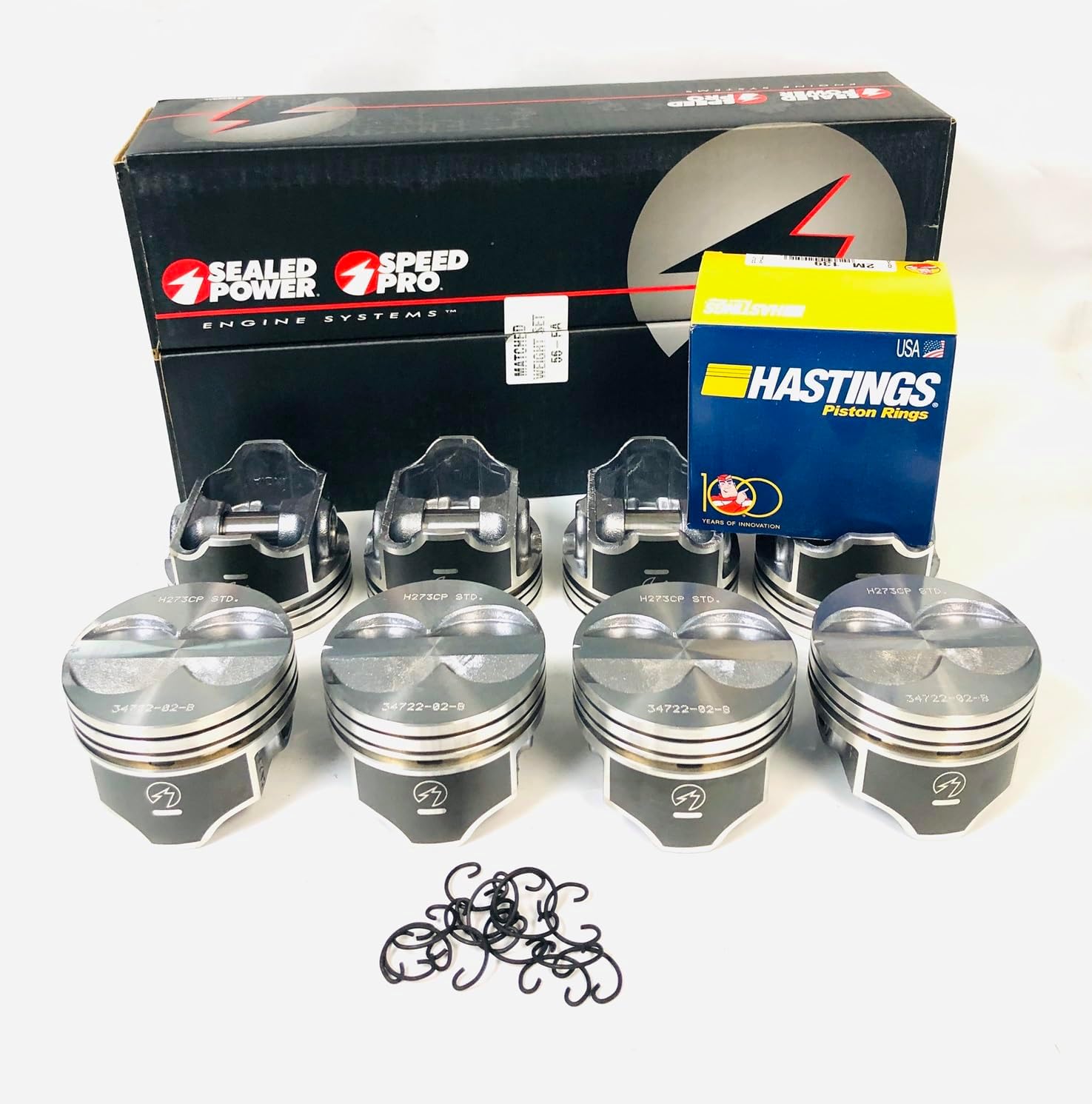 Flat Top Hypereutectic Coated Pistons & Moly Rings Compatible with 1964-1992 Ford 289 302. Click Size Needed Before Adding to Cart! (+.030 4.030" Bore Dia)