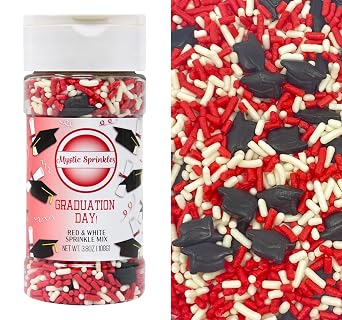 Mystic Sprinkles Graduation Day Sprinkles Mixes Graduation Day! Red & White Sprinkle Mix 3.8oz