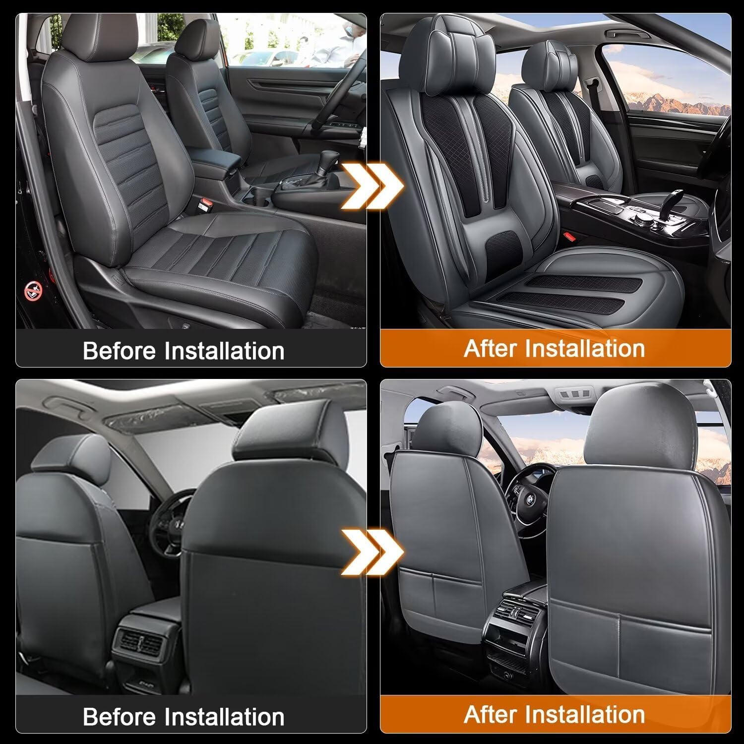 TTX LIGHTING 2PCS Front Car Seat Covers Fit for Ford Ranger 2019-2024 2025(Not Fit Raptor) Breathable and Waterproof Faux Leather Anti-Slip Automotive Seat Covers(Dark Grey,2 Front Seats)
