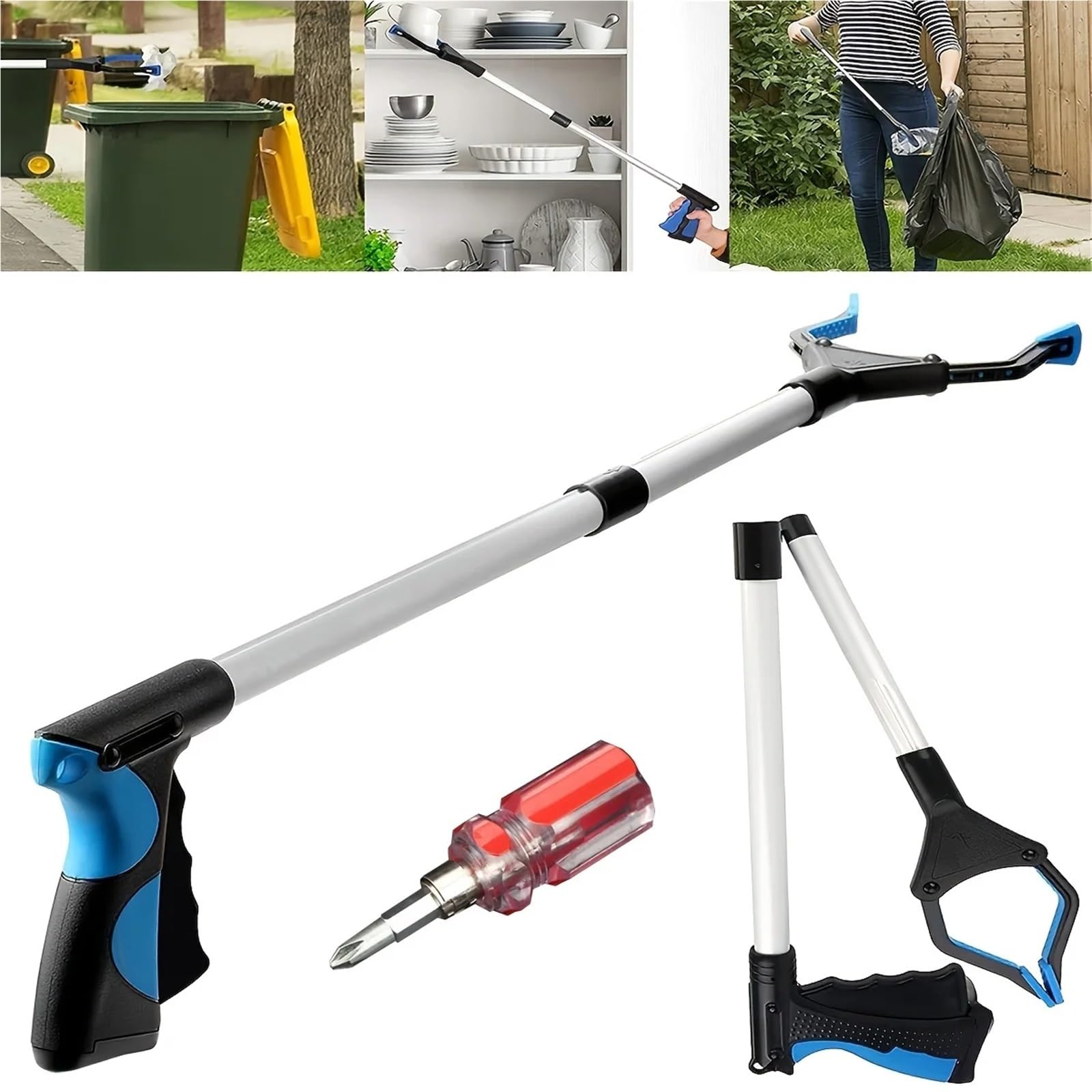 Greifhilfe-Werkzeug for ältere Menschen, 32" faltbarer Picker-Obergreifer, lange handliche Mobilitätshilfen, erreichender Müllgreifer-Aufsammelstab FüR Senioren