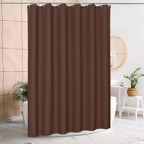 Vista 34 de MitoVilla Cortina de ducha extra larga de 72 x 84 pulgadas, cortina de ducha de tela gofre verde salvia de 84 pulgadas, cortinas de ducha de granja