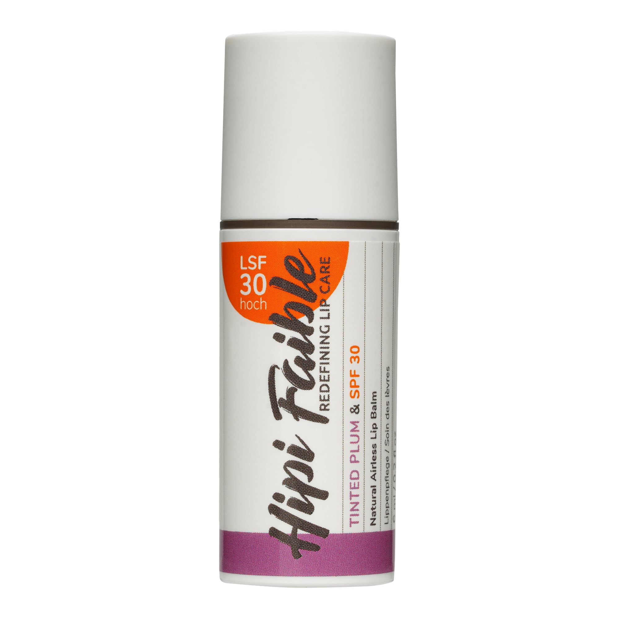 Hipi Faible TINTED PLUM & SPF 30 Lippenpflege für trockene Lippen – Premium Naturkosmetik Lip Balm mit Bio Wollwachs, Hygienischer 6 ml Pumpspender, mit Sonnenschutz und Farbe