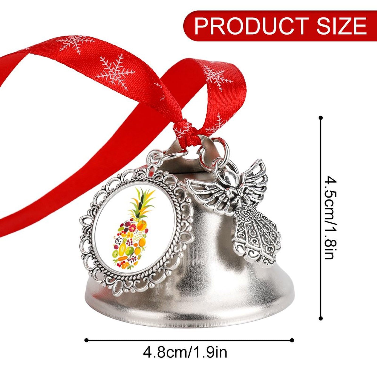Fruit Pineapple Funny Christmas Bell Ornament Cute Xmas Tree Hanging Pendant Decoration for Holidays Party