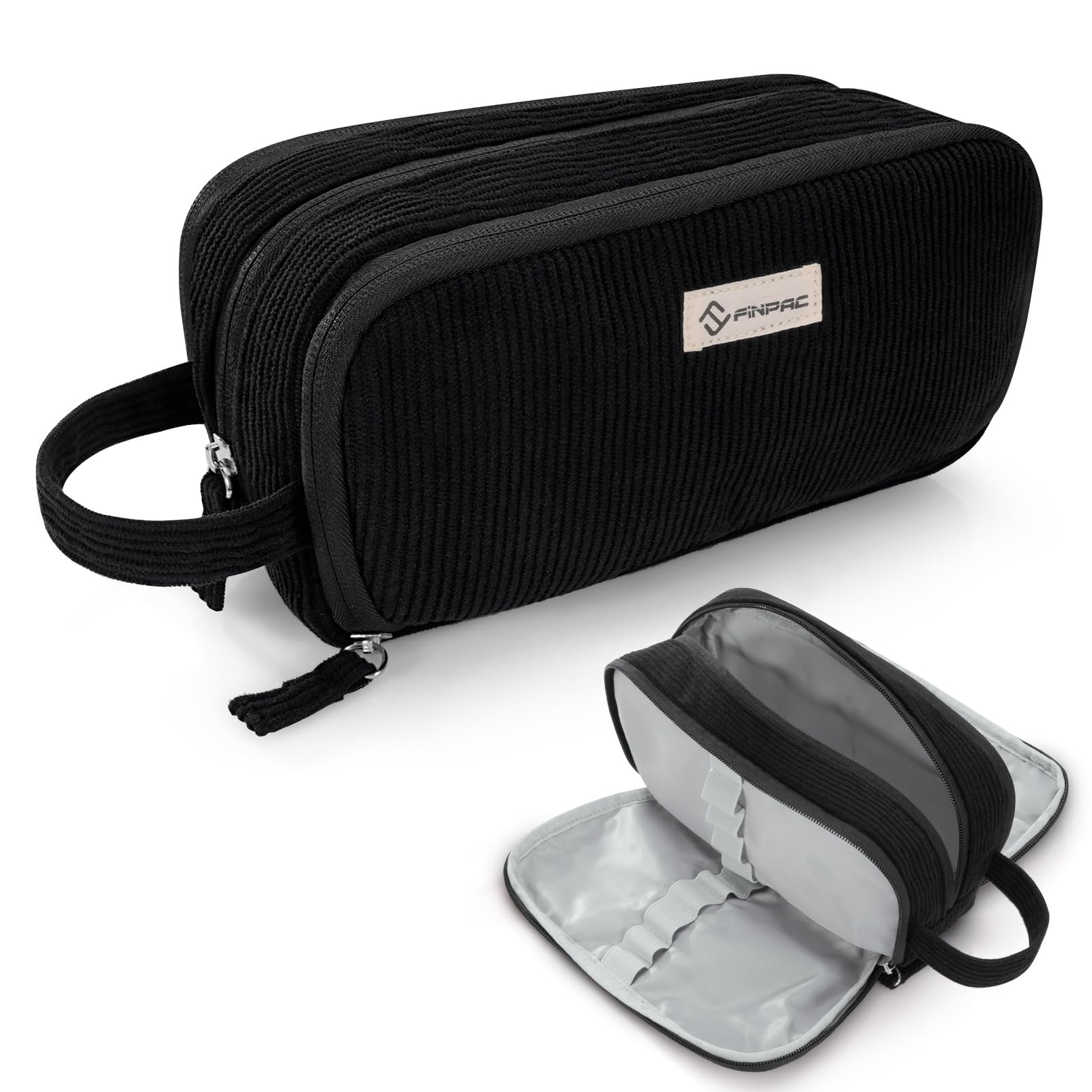 FINPAC Pencil Case, Three Compartment Corduroy Pencil Pouch — image 1