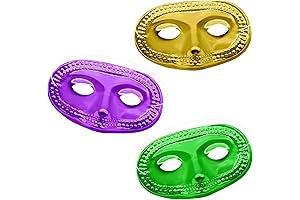 24 Piece Mardi Gras Masks Bulk, Metallic Masquerade Half Masks for Adults