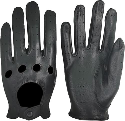ZLUXURQ Guantes de conducción de piel para mujer, estilo vintage, sin forro, piel de cordero italiana de calidad suave y fina