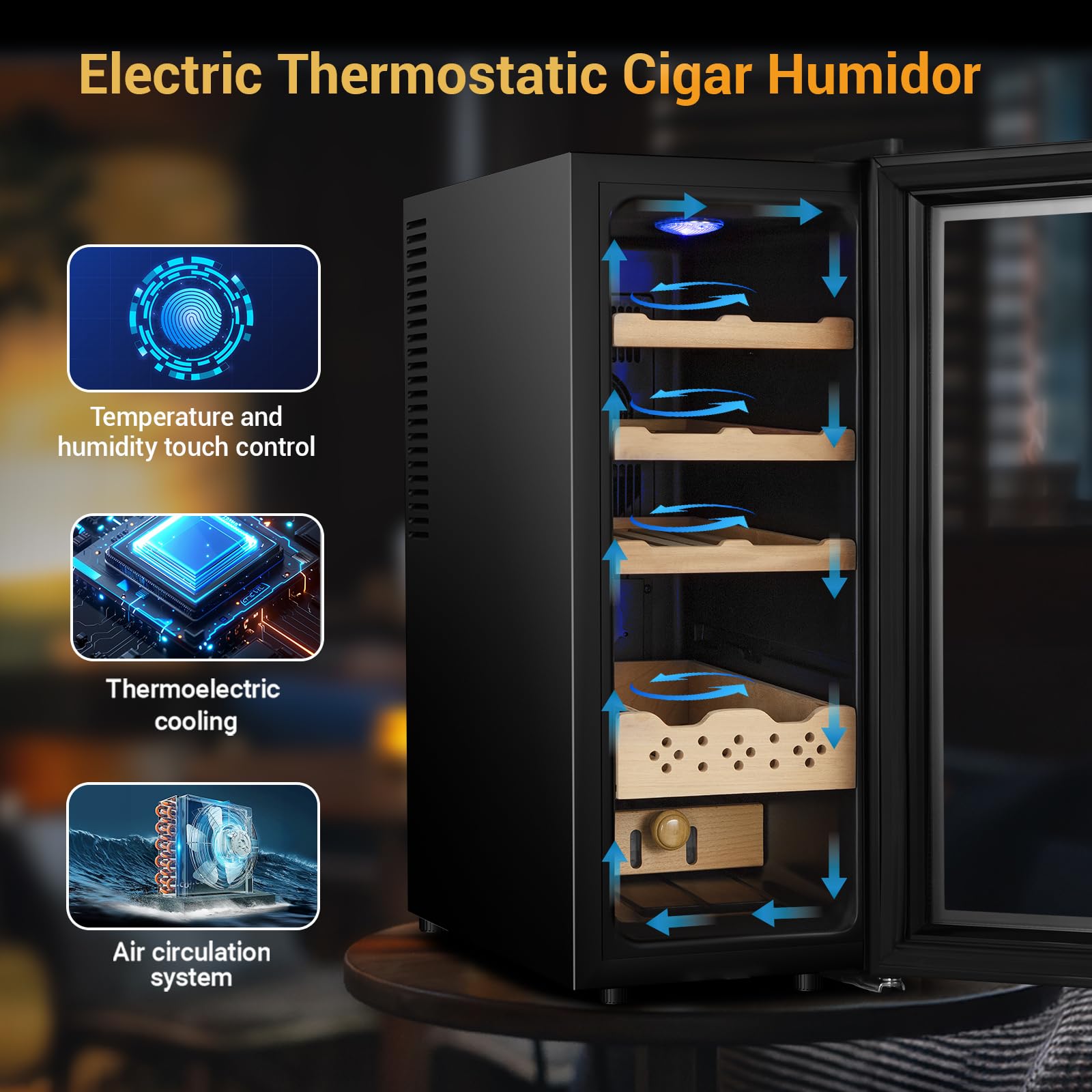 Velieta Cigar Electric Humidor, 35L 250 Counts Large Capacity Thermostatic Electric Cigar Cooler Cabinet with Digital LED Screen, Safety Lock,Smart Humidity & Temp Control, Gifts for Men on Fridge.com