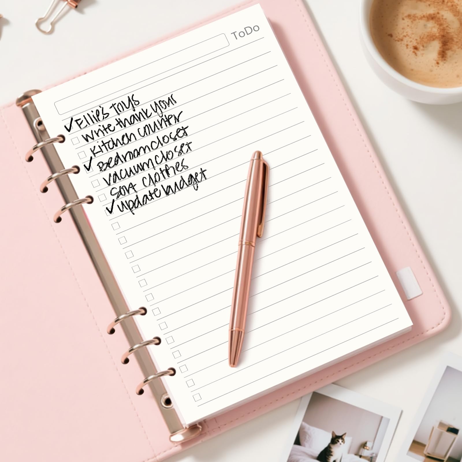 Carnet To Do List A5 Perforée 6 Trous 180 Feuilles Recharge Papier Planificateur Mensuel