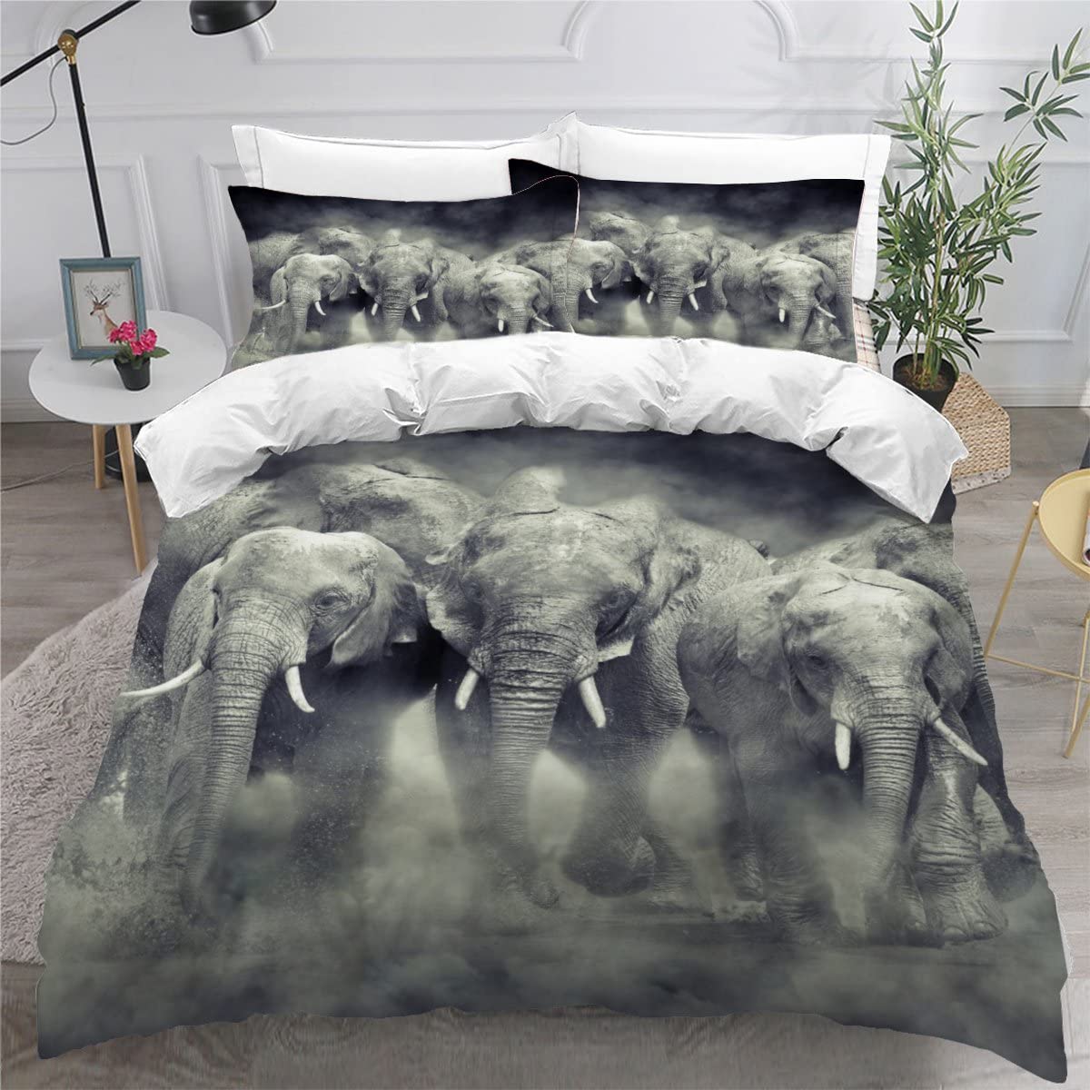 Parure de lit éléphant 240x260 en microfine qualité supérieure
