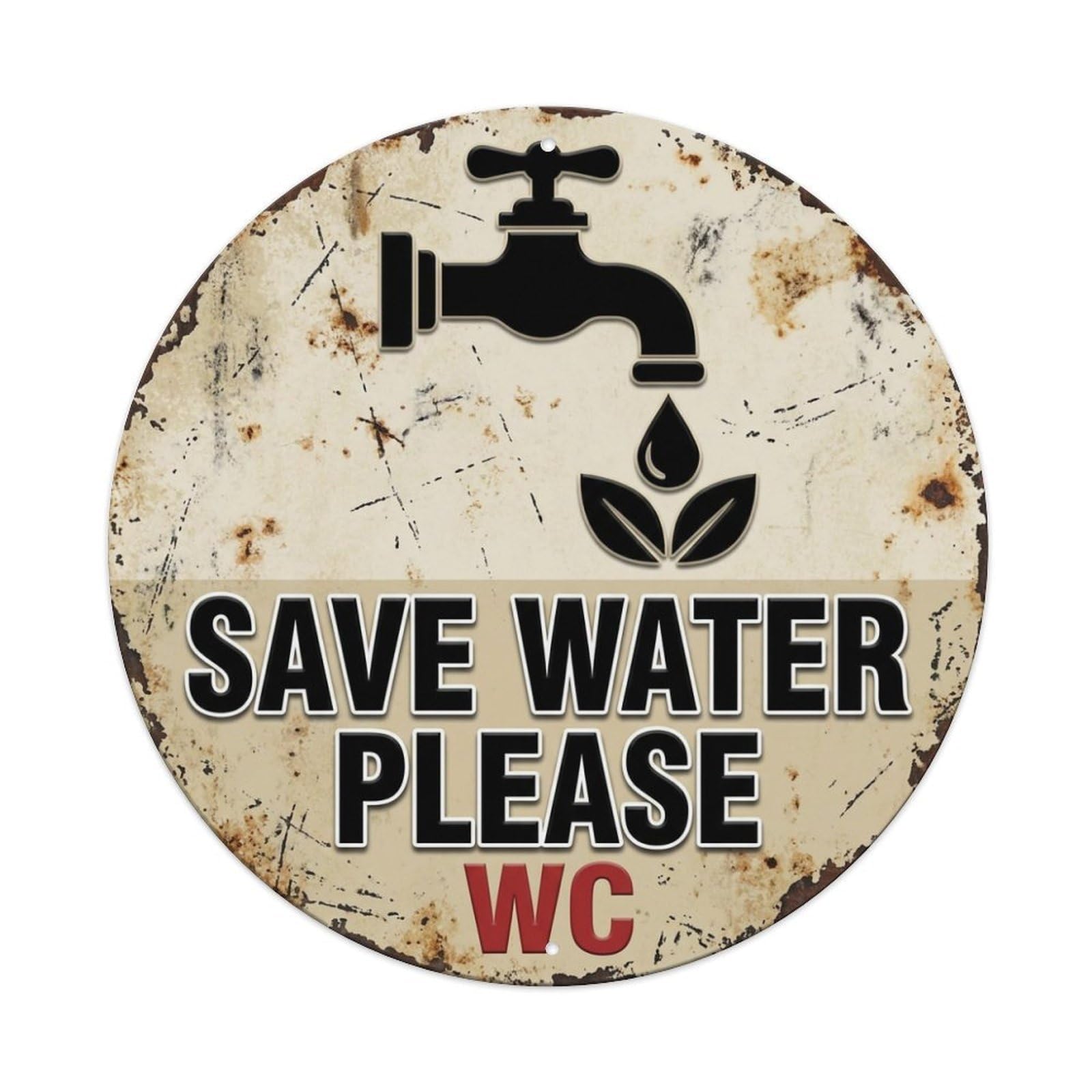 Metal Tin Sign Save Water Please WC Warning Sign