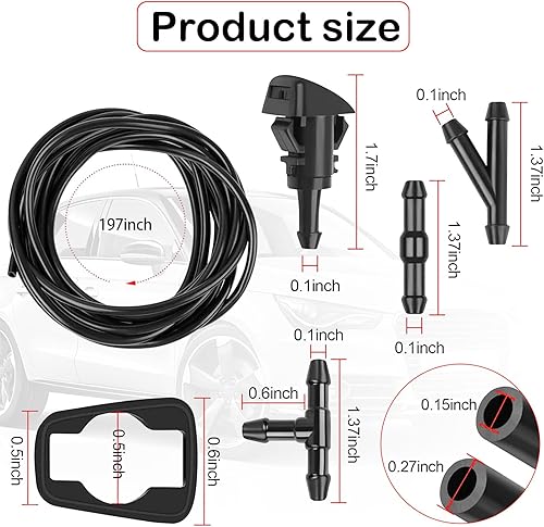 Miniatura 2 de QODOLSI 17 boquillas de pulverización para limpiaparabrisas de automóvil, manguera de agua, manguera de 16.4 ft + 12 conectores + 2 boquillas de