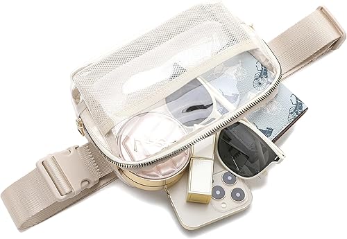 Miniatura 6 de Riñonera transparente aprobada por estadios para mujeres y hombres con correa ajustable, bolsa cruzada transparente para conciertos, deportes,
