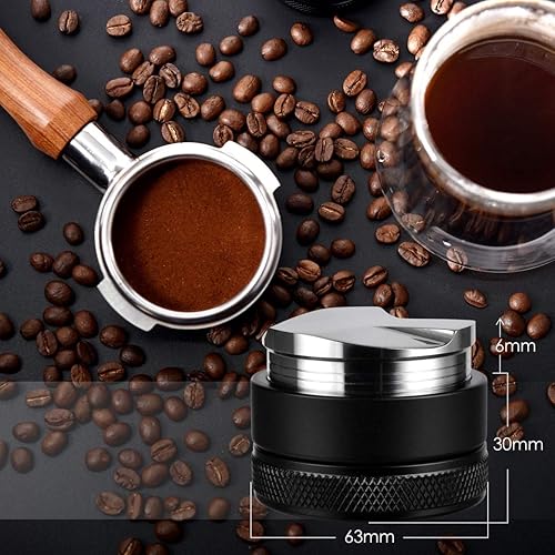 Miniatura 3 de Herramienta de distribución/nivelador de espresso de 2.283 in, distribuidor de palma ajustable con 3 pendientes anguladas, compatible con