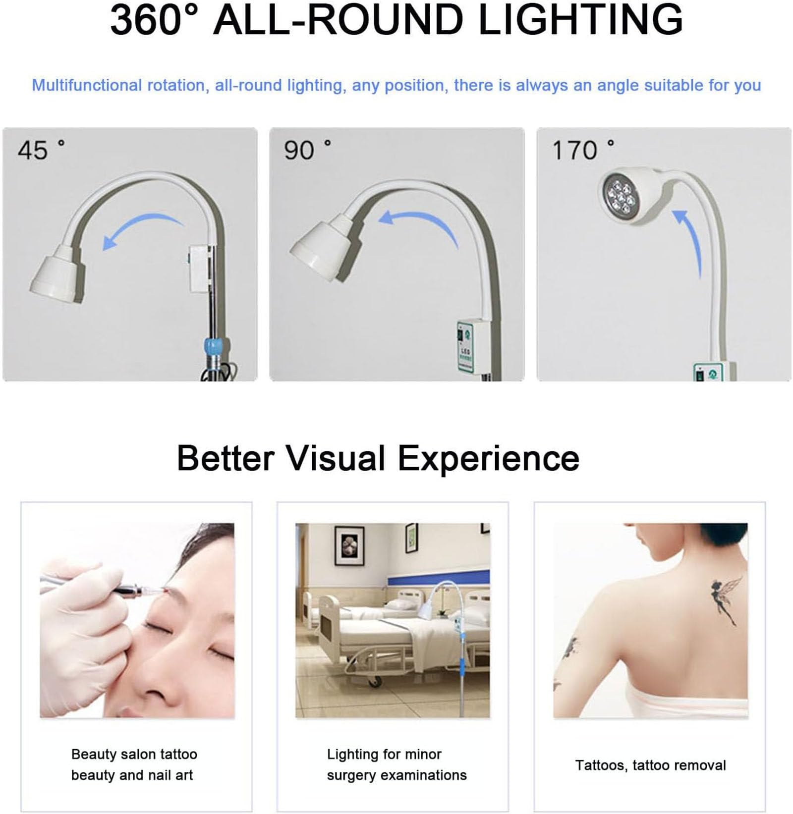 Höhenverstellbare Untersuchungsleuchte,Bodenstehend LED-Untersuchungsleuchte,mit 7 hocheffizienten LED-Lampen,für die Gynäkologie, Ambulanz,Um 360° Drehbare