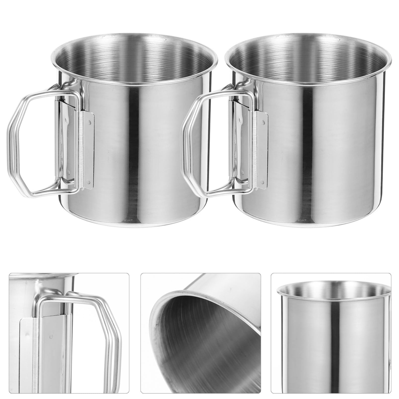 ibasenice 4 Ensembles Tasse De Camping Acier Inoxydable De Mug Pliant Pour Boissons Chaudes Et Froides Cup Pratique Pour Activités Plein Air Et Randonnée Pour Camping Pique 2 Pièces * 4