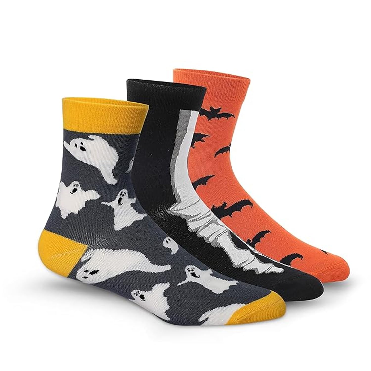 Halloween Crew Length Compact Combed Cotton Unisex Socks Pack Of 3, Multicolour-image-47