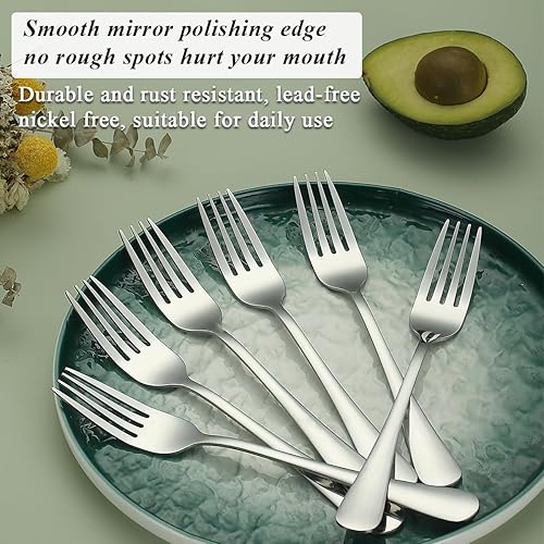 Miniatura 39 de Evanda Tenedor dorado de 12 piezas, tenedores de acero inoxidable chapado en titanio dorado de 8.07 pulgadas, tenedores para pasteles, tenedores