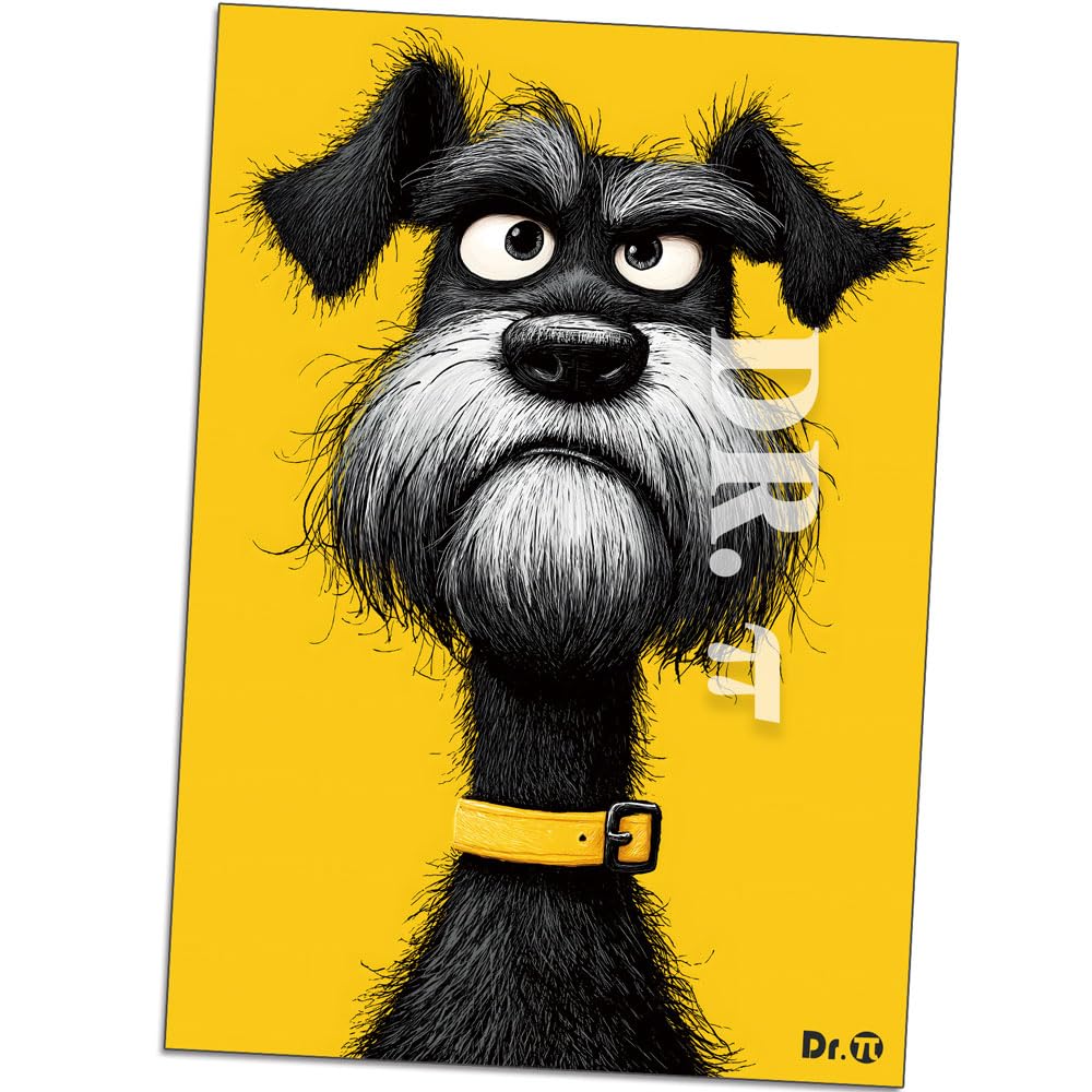 Amazon.co.jp: アメリカンコミック風シュナウザー犬アート｜イエロー