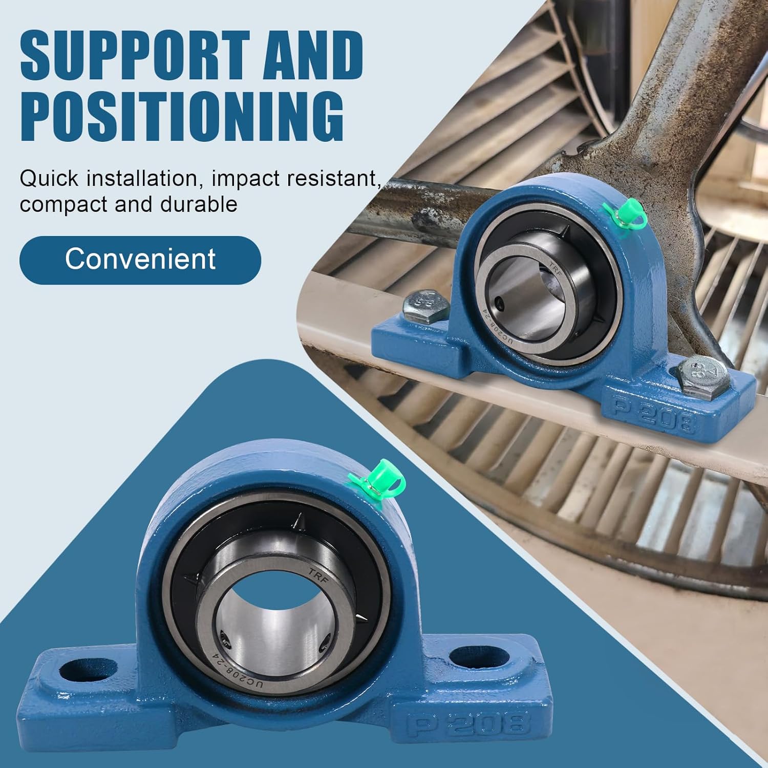 4 Pack UCP208-24 Pillow Block Bearing - Pack of 4 Mounted Pillow Block Bearings - 1 1/2" Mounted Pillow Block Chrome Steel Bearings Solid Cast Iron Base - Self Alignment