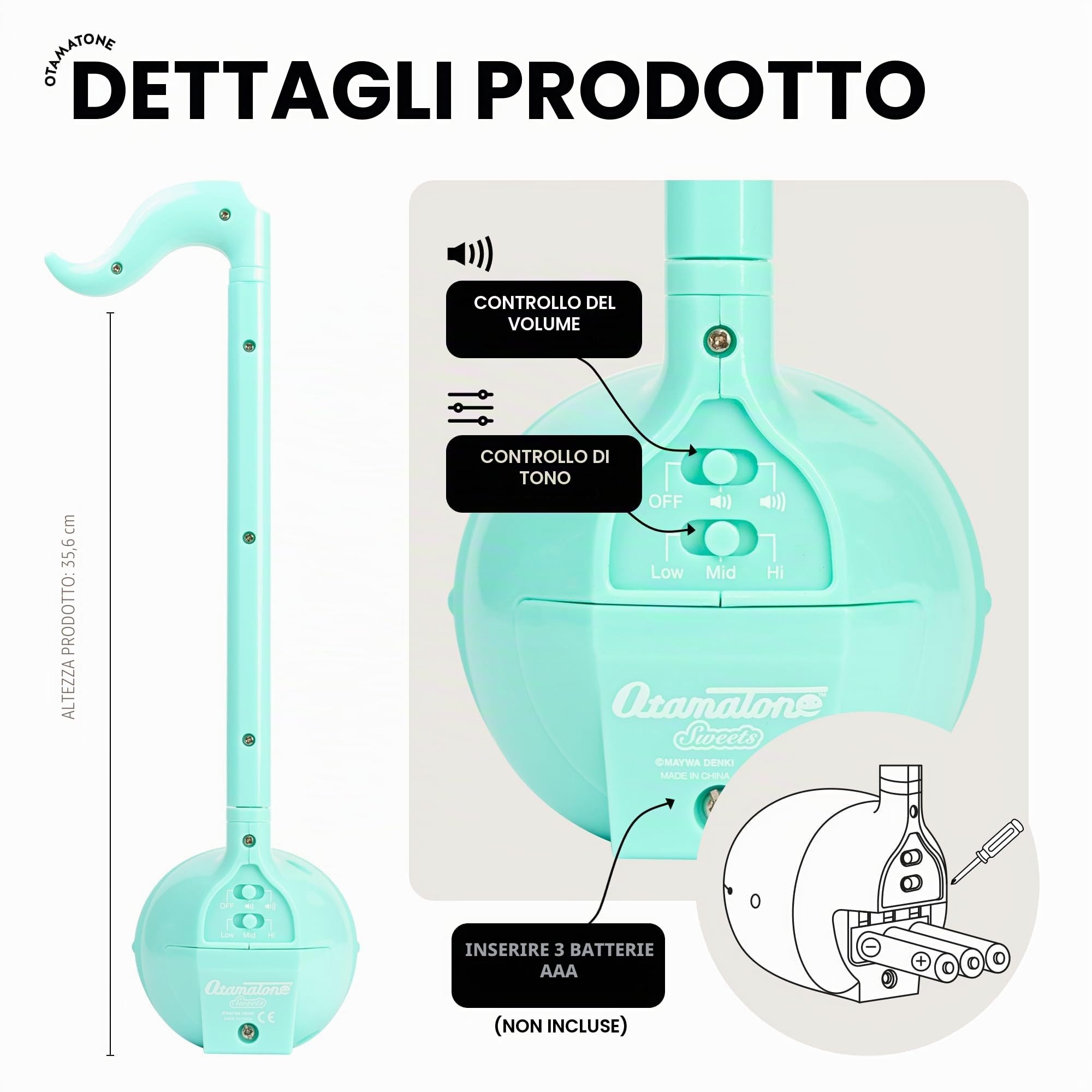 Otamatone Regolare Menta, Giapponese Elettronico Strumento musicale, Portatile Touch Strumenti musicali digitali, Bambini Adolescenti Giocattolo regalo divertente e fantastico, Compleanno Natale