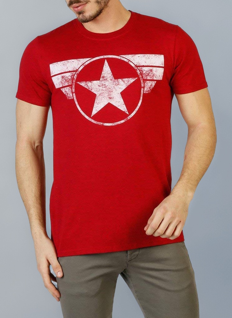 Marvel Men's Captain America Cap Logo T-Shirt