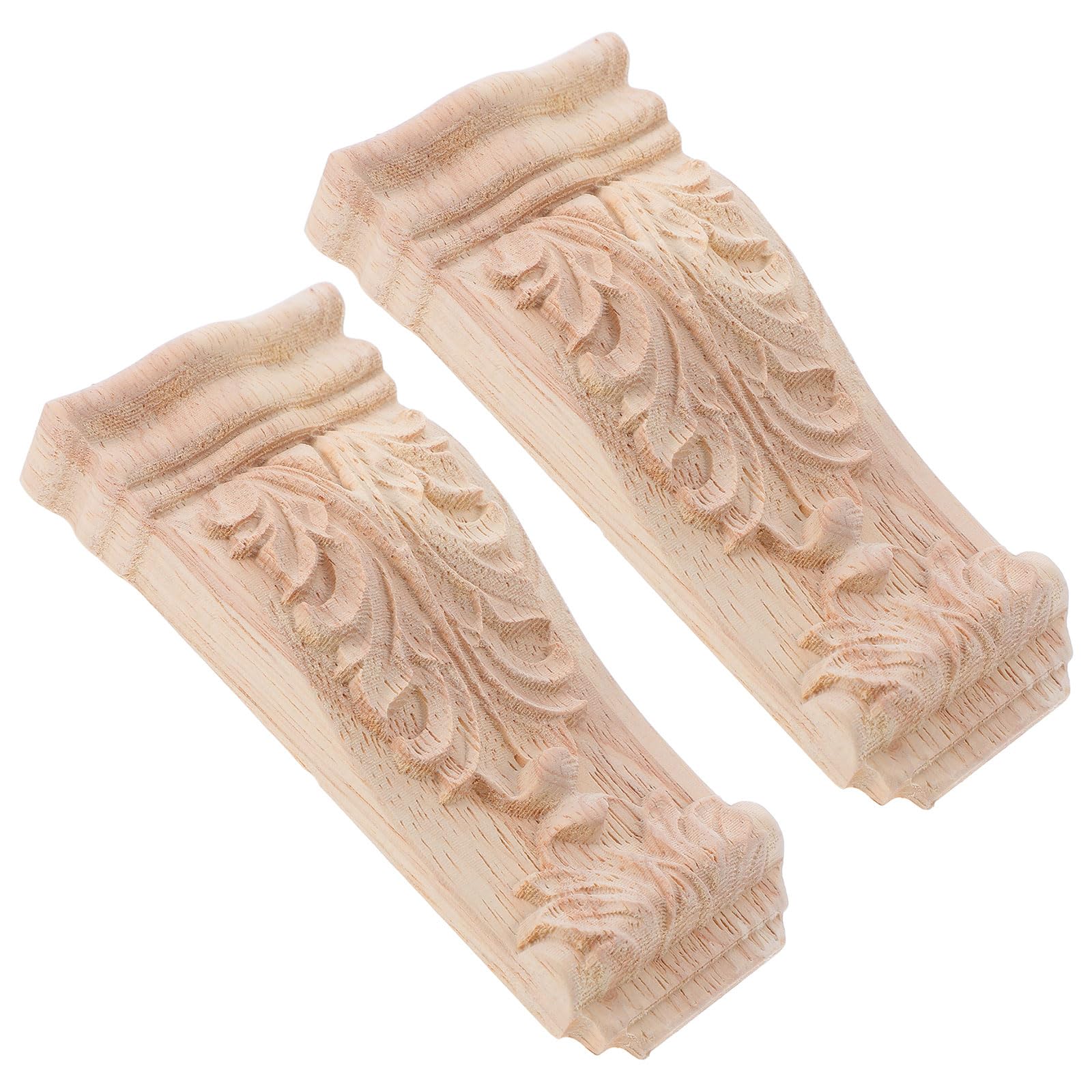 Ménsulas de madera tallada de 8x18 cm para repisas de estilo tradicional sin pintar pack de 2 8