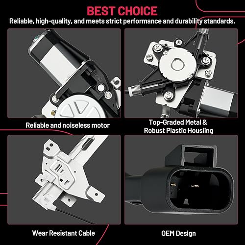 Vista 187 de BDFHYK 741-645 Elevalunas eléctrico con motor para automóvil delantero derecho del pasajero para Chevy Silverado, Tahoe, Suburban, Avalanche