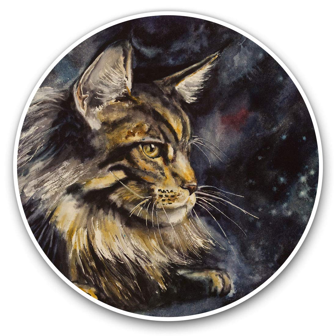 Destination Vinyl Ltd Maine Coon Cat Painting Art 15684 Vinyl Stickers (Set Of 2) 10Cm - Maine Coon Cat Painting Art Decals For Laptops,Tablets,Luggage,Scrap Booking,Fridges, 15684