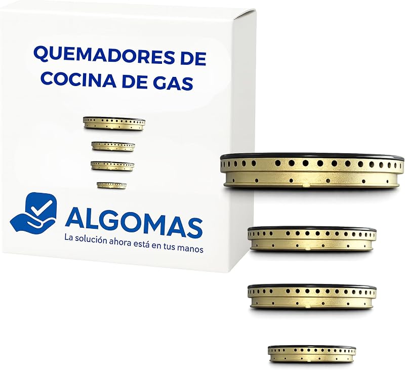 ALGOMAS® Quemadores Cocina Gas Universales | Pack 4 Quemadores y Tapas 92 mm 62 mm 62 mm 42 mm | Compatible con Zanussi Nardi Teka Balay Fagor | Repuesto Fogones Gas