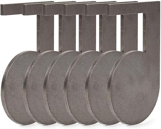 Ash & Ember Set of 5 3/8" Thick AR500 Steel Plate Gong Shooting Targets, Laser-Cut Raw Steel 3" 4" 6" 8" 10" dia. Swing Paddles, Gong Shooting Target, Instant Feedback, DIY Target Tree Accessory