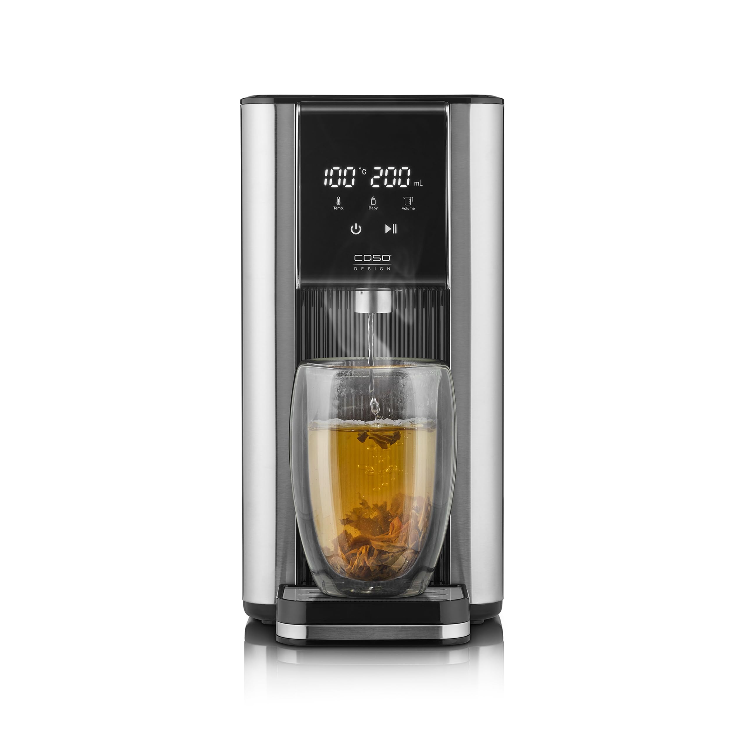 Caso HW 620 Turbo-Heißwasserspender: 2600W, 13 Temp.-Einstellungen (40-100°C), 7 Mengenausgaben, 2,5L Tank, Energiesparend, Babyfunktion, Edelstahl, Wasserfilter, Entkalkungserinnerung