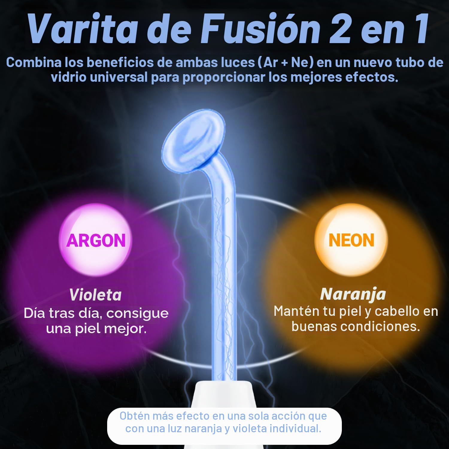UUPAS 4 en 1 Azul Máquina Facial de Alta Frecuencia Profesional - Dispositivo de Estiramiento de la Piel