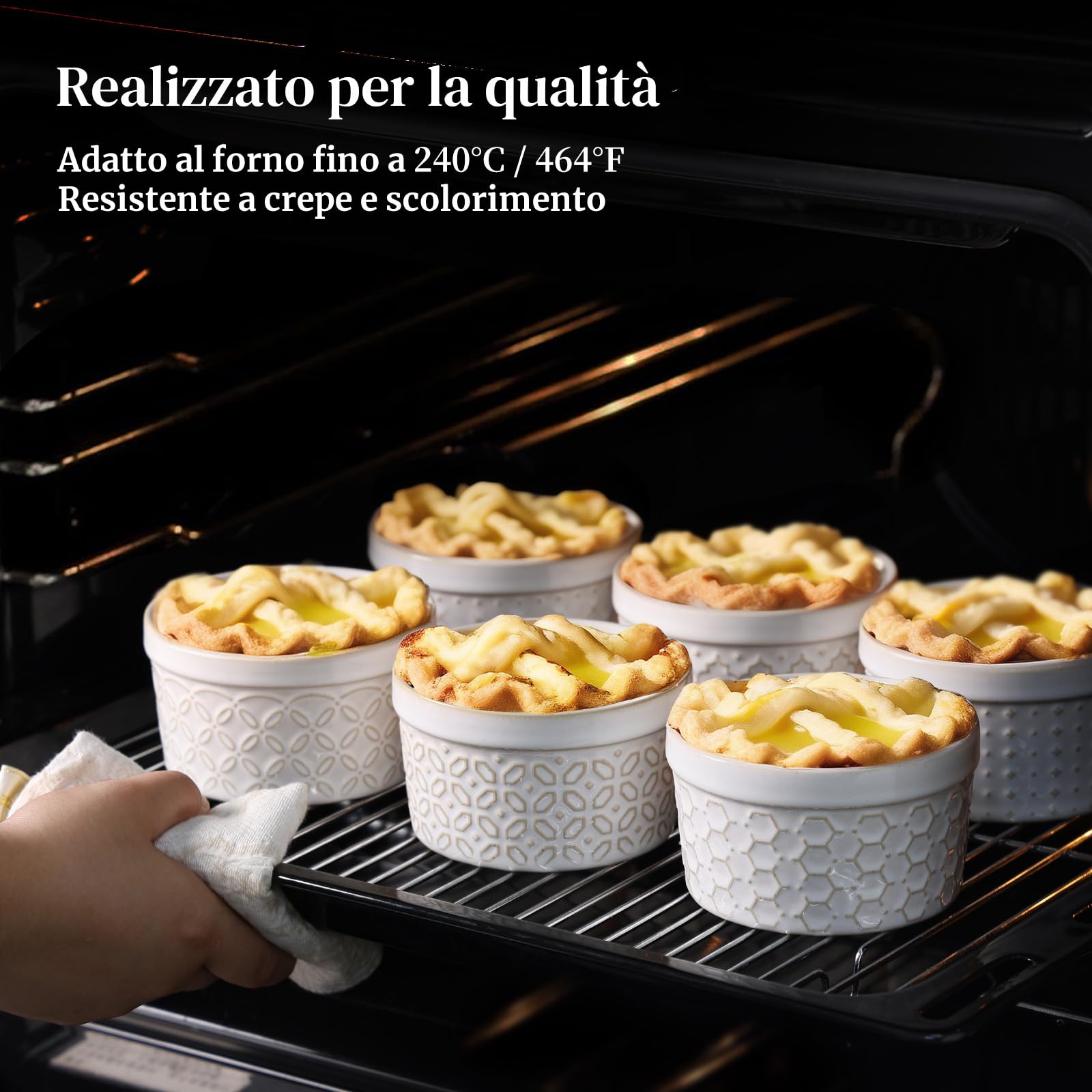 DOWAN Creme Brulee - Set di 6 ciotole in porcellana, 235 ml, resistenti al forno, 8 oz