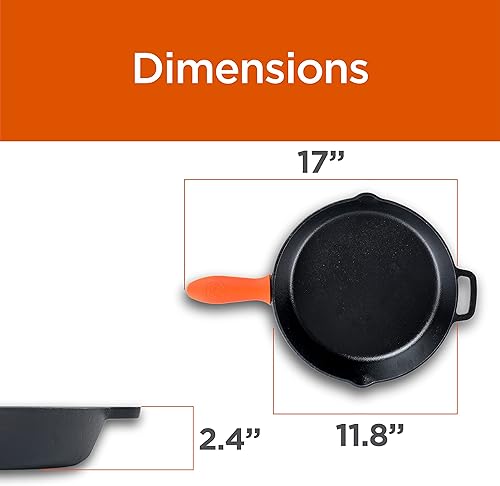 Miniatura 12 de Commercial CHEF Sartén de hierro fundido, sartén cuadrada de hierro fundido pre-sazonado de 10.5 pulgadas