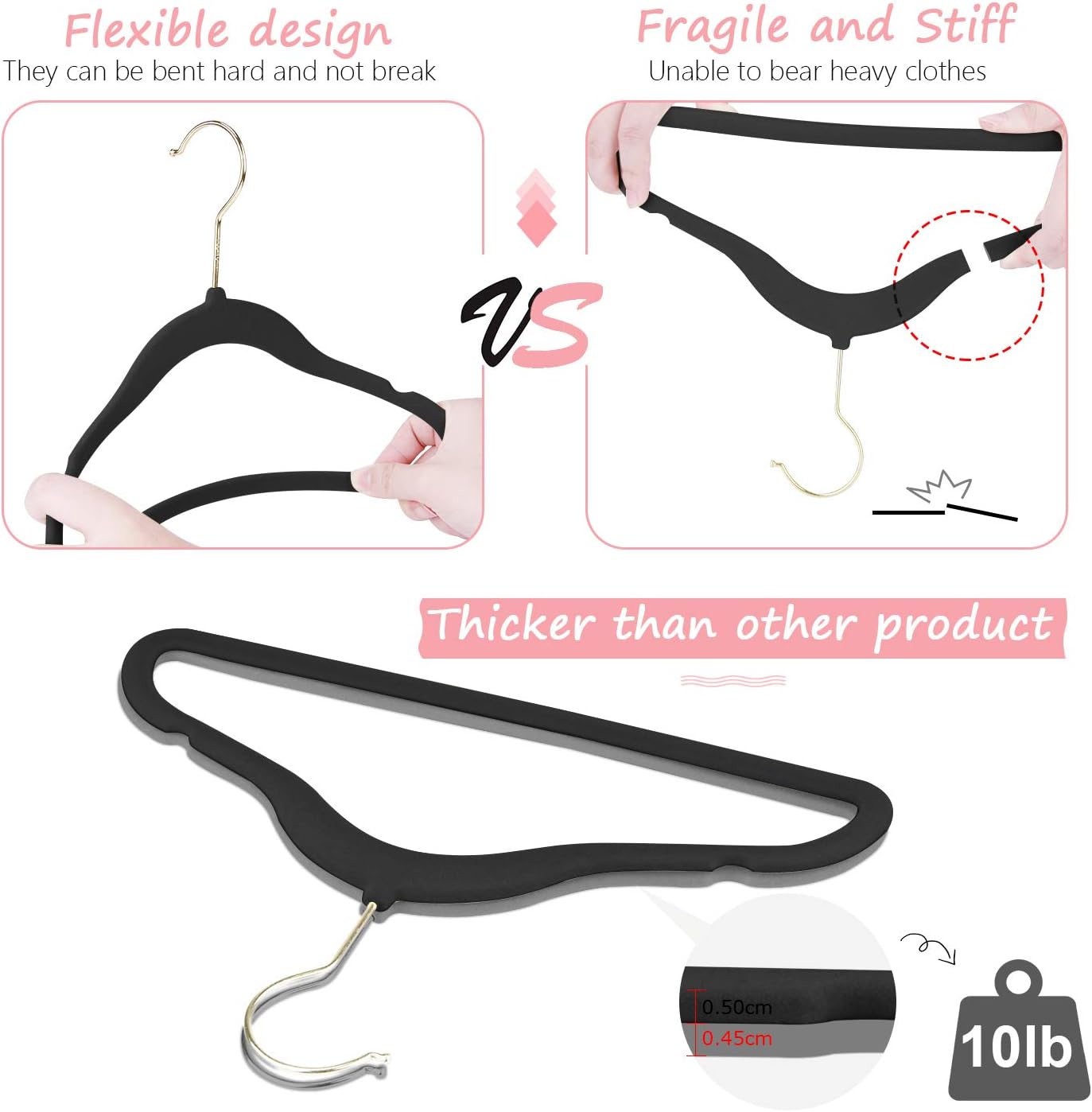 Frее Shірріng оƒƒеr Himetsuya Kids Hangers - 50 Pack Baby Velvet Hangers With 8 Pcs Baby Clothes Size Dividers, Ultra Thin Baby Hangers Non Slip Velvet Kids Coat Hanger, Space Saving Pants Hangers For Baby Clothes(Black)