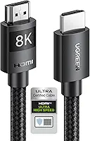 UGREEN Cabo HDMI 2.1 8K Certificado 1 m, Alta Velocidade 48 Gbps, 4K@120Hz, 8K@60Hz, Nylon Trançado, Compatível com Dynamic HDR, eARC, Dolby Atmos, HDCP, Compatível com Projetor e Blu-ray