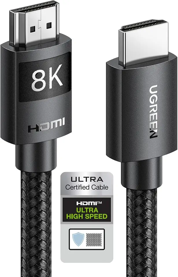 UGREEN Cabo HDMI 2.1 8K Certificado 1 m, Alta Velocidade 48 Gbps, 4K@120Hz, 8K@60Hz, Nylon Trançado, Compatível com Dynamic HDR, eARC, Dolby Atmos, HDCP, Compatível com Projetor e Blu-ray