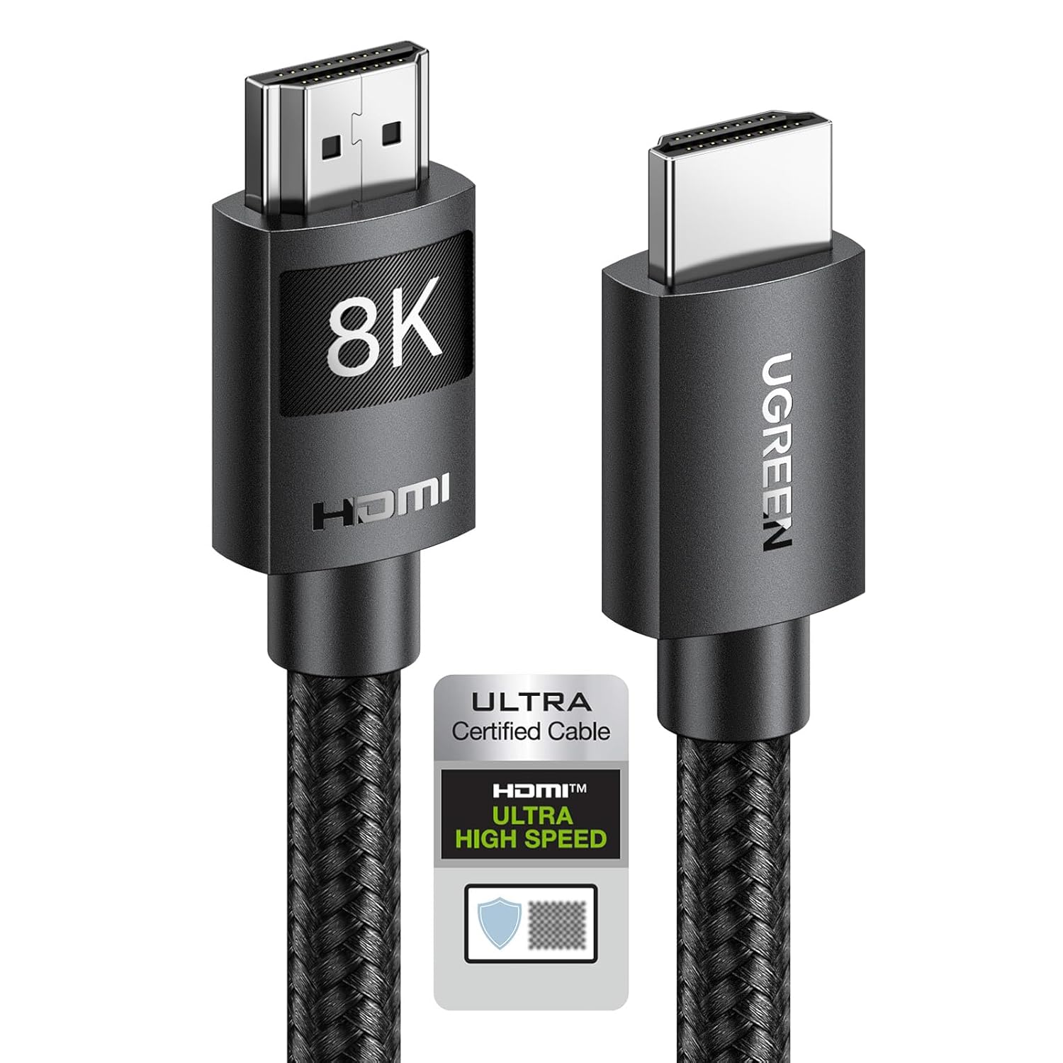 UGREEN Cabo HDMI 2.1 8K 1M Certificado, Alta Velocidade 48 Gbps 120 Hz 60 Hz Nylon Trançado Compatível com Dynamic HDR eARC Dolby Atmos HDCP Compatível com Projetor Blu-ray