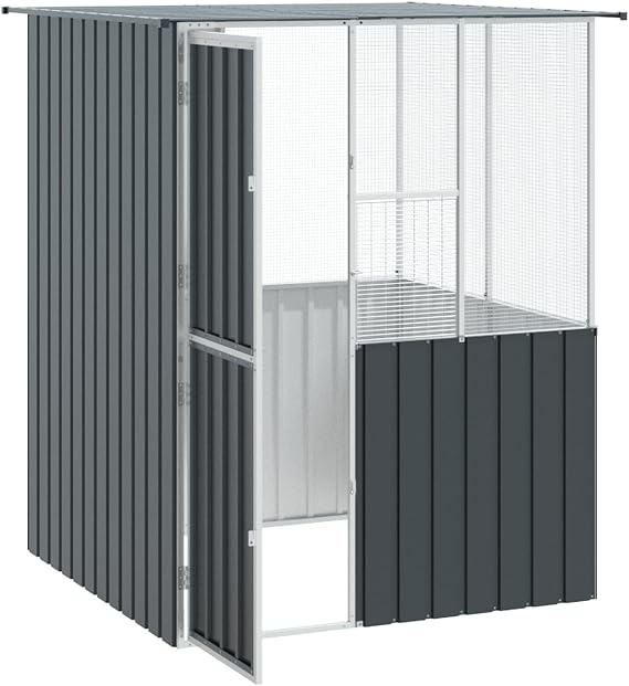 Bird Cage Anthracite Galvanised Steel 165 x 165 x 200 cm Spacious and Durable Aviary with Sturdy Metal Frame for Parrots, Parakeets and Canaries Outdoor